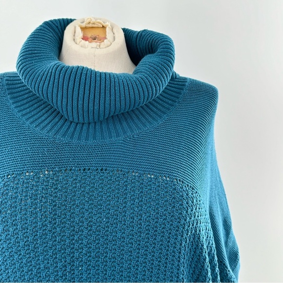 Coldwater Creek knit dolman sleeve sweater size 1X 18 blue teal turtleneck - Picture 2 of 11